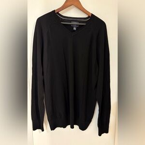 Bass Men's Black V-Neck Sweater 100% Wool Size: XL